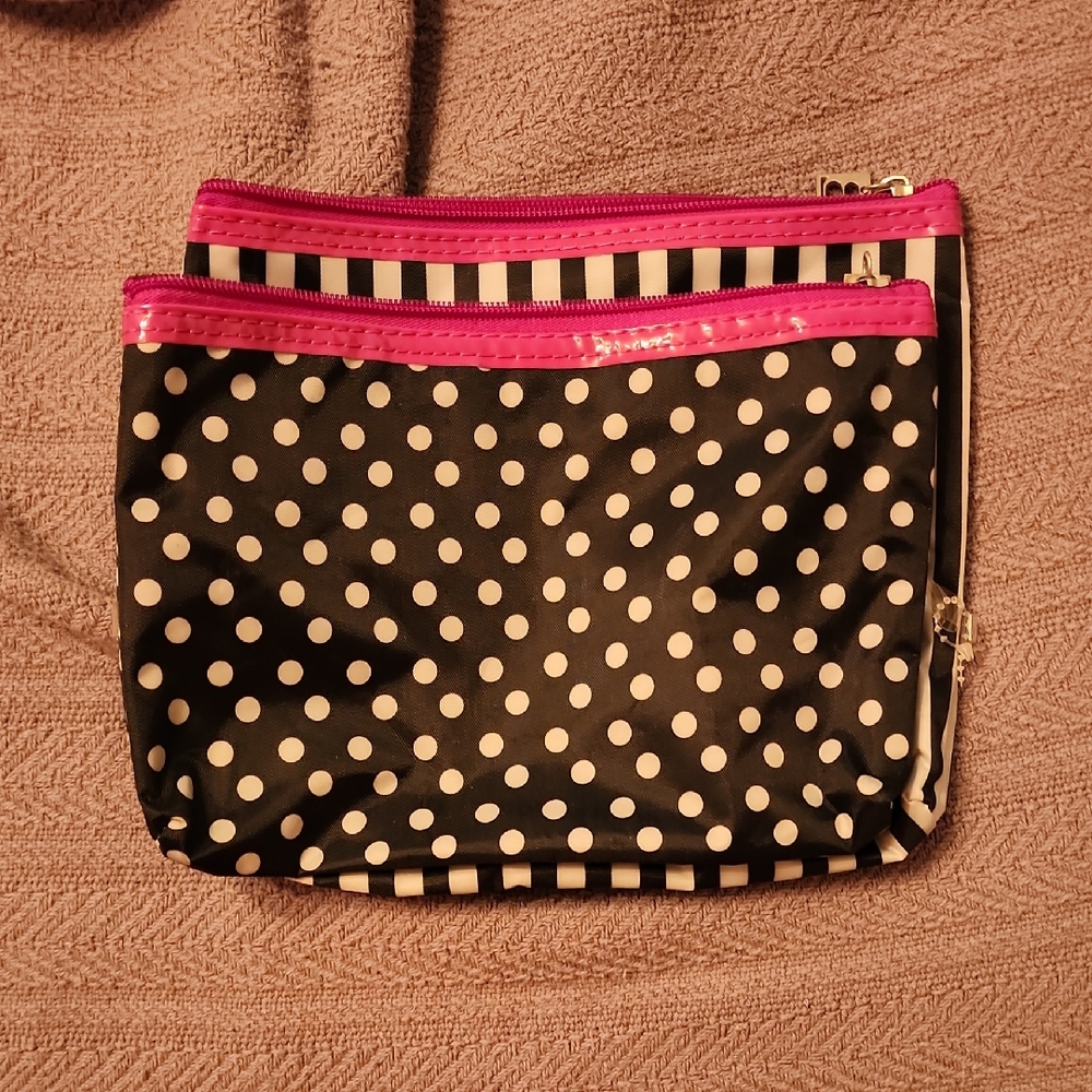 Polka Dot and Striped Cosmetic/travel Bag Set